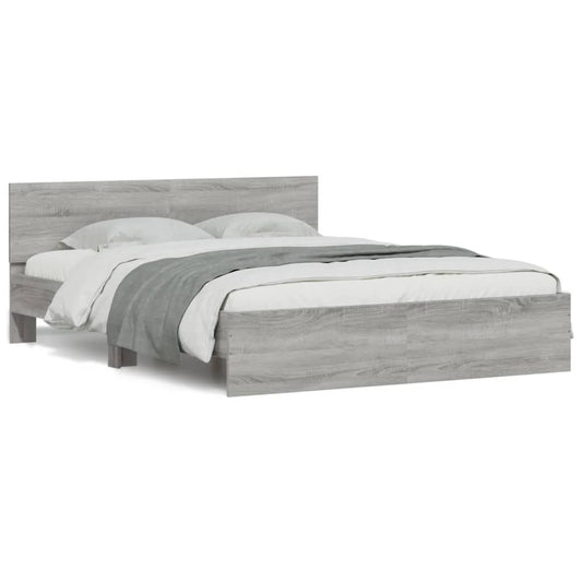 vidaXL Bed Frame | Grey Sonoma | Engineered wood and Plywood | Double | Durable
