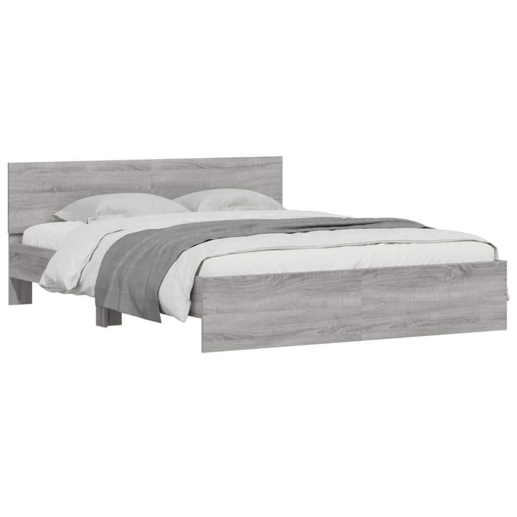 vidaXL Bed Frame | Grey Sonoma | Engineered wood and Plywood | Double | Durable