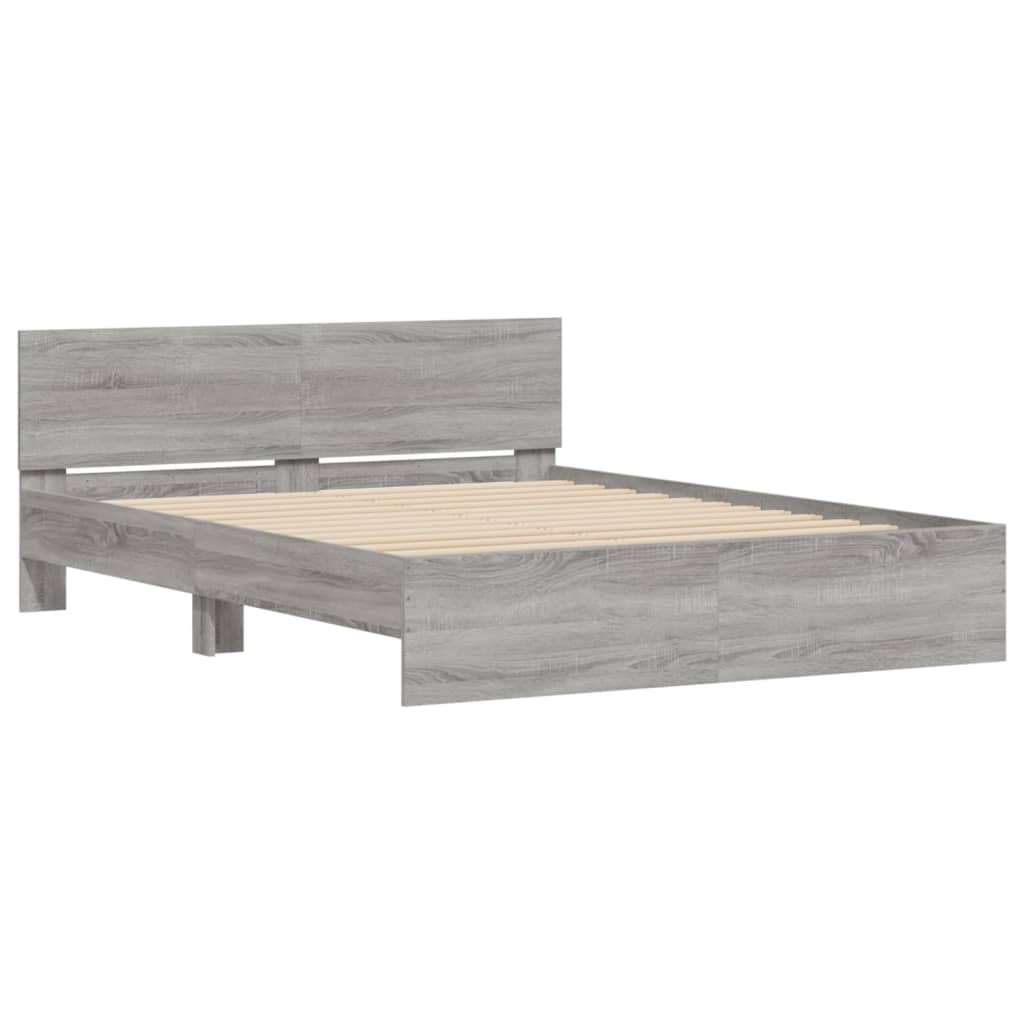 vidaXL Bed Frame | Grey Sonoma | Engineered wood and Plywood | Double | Durable
