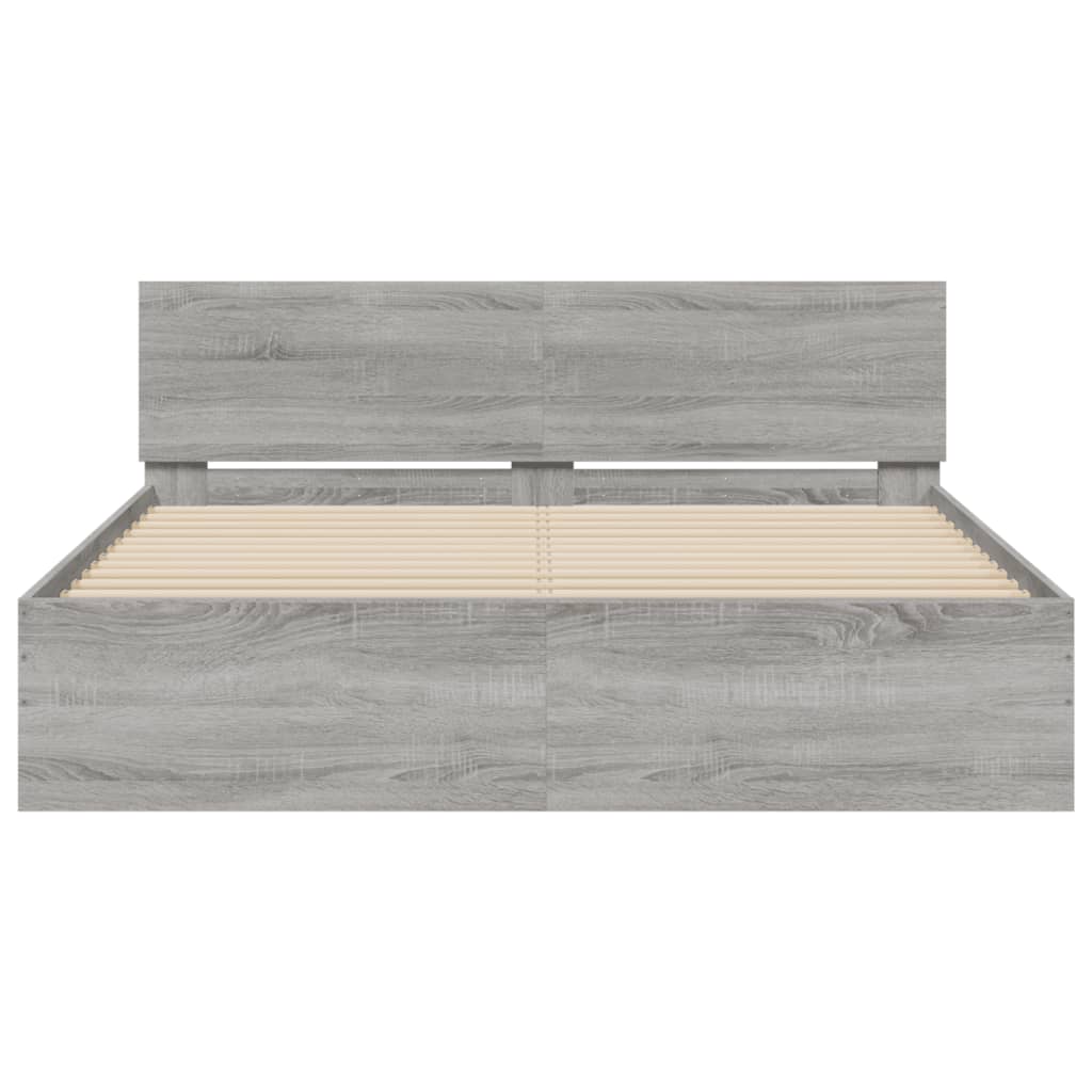 vidaXL Bed Frame | Grey Sonoma | Engineered wood and Plywood | Double | Durable