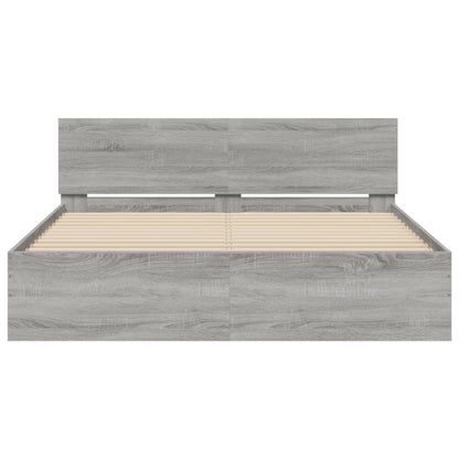 vidaXL Bed Frame | Grey Sonoma | Engineered wood and Plywood | Double | Durable