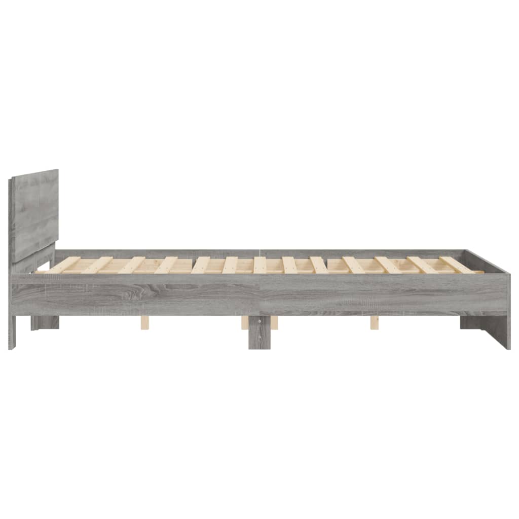 vidaXL Bed Frame | Grey Sonoma | Engineered wood and Plywood | Double | Durable