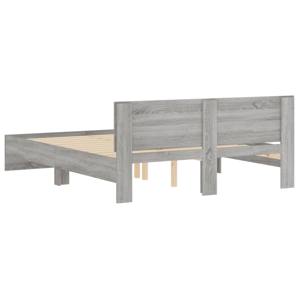 vidaXL Bed Frame | Grey Sonoma | Engineered wood and Plywood | Double | Durable