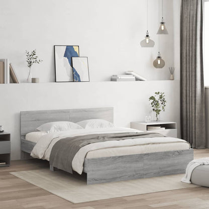 vidaXL Bed Frame | Grey Sonoma | Engineered wood and Plywood | Double | Durable
