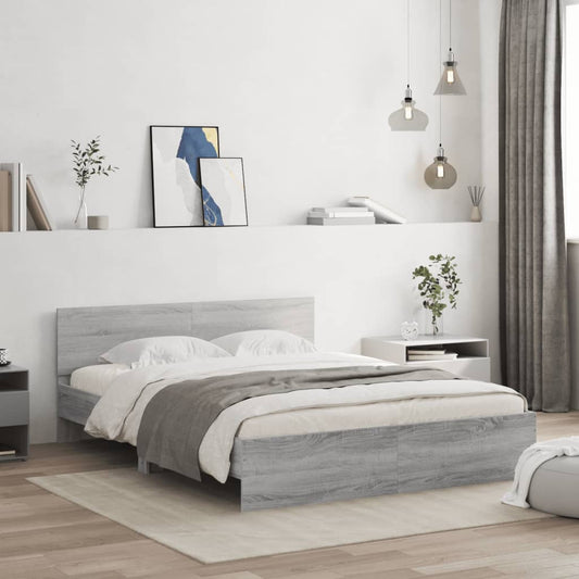 vidaXL Bed Frame | Grey Sonoma | Engineered wood and Plywood | Double | Durable