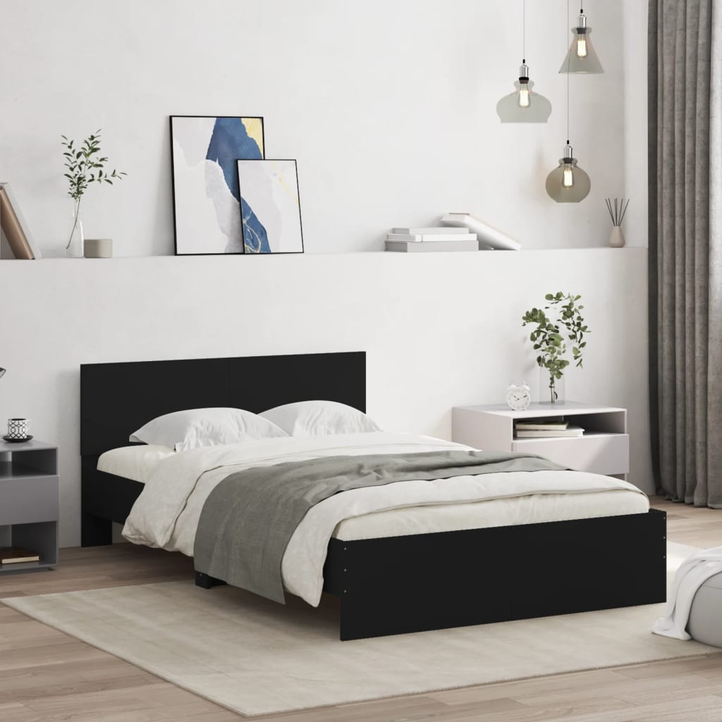 vidaXL Bed Frame | Black | Engineered wood | Double | Tough | Bed Frame