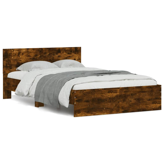 vidaXL Bed Frame without Mattress Smoked Oak 135x190 cm