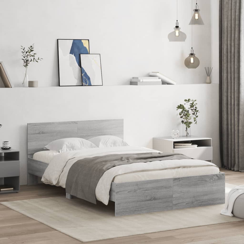 vidaXL Bed Frame | Grey Sonoma | Engineered wood and plywood | Double