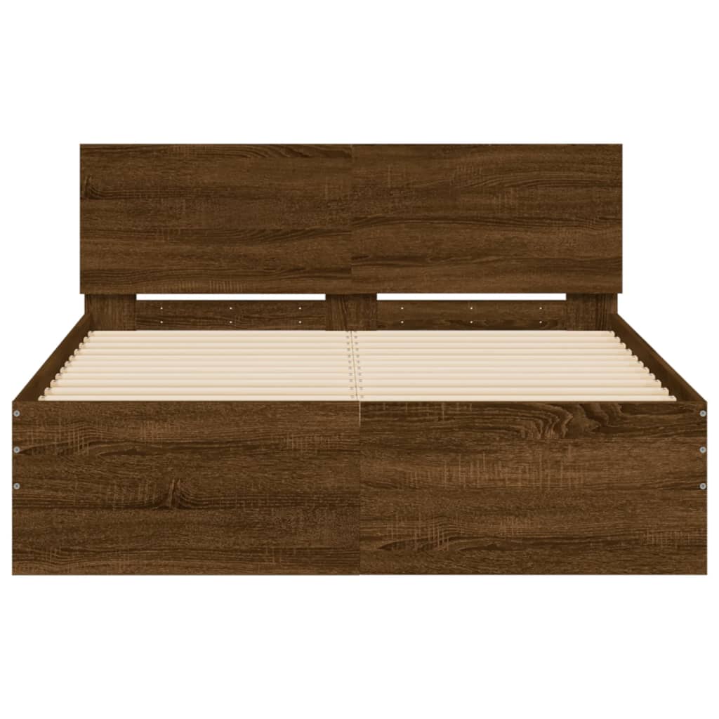 vidaXL Bed Frame without Mattress Brown Oak 135x190 cm Double