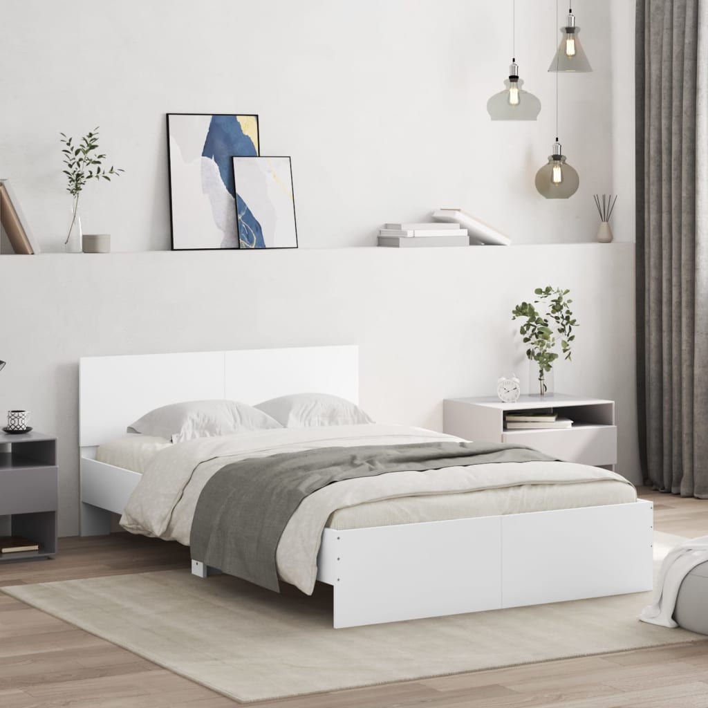 vidaXL Bed Frame | White | Engineered Wood, Plywood | Small Double |  Durable