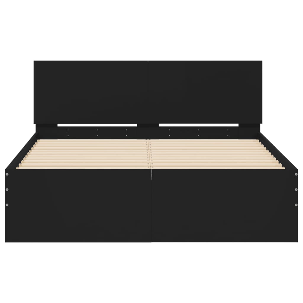 vidaXL Bed Frame | Black | Engineered wood, Plywood | Small Double | Durable