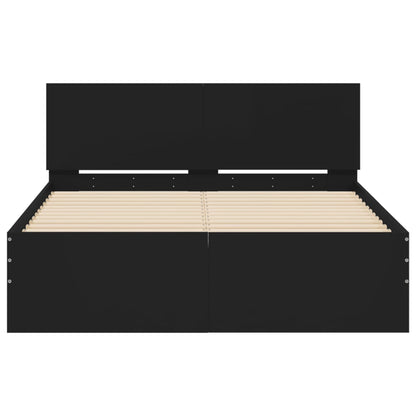 vidaXL Bed Frame | Black | Engineered wood, Plywood | Small Double | Durable