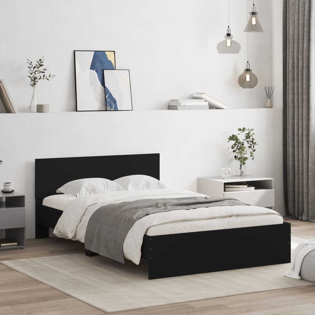 vidaXL Bed Frame | Black | Engineered wood, Plywood | Small Double | Durable