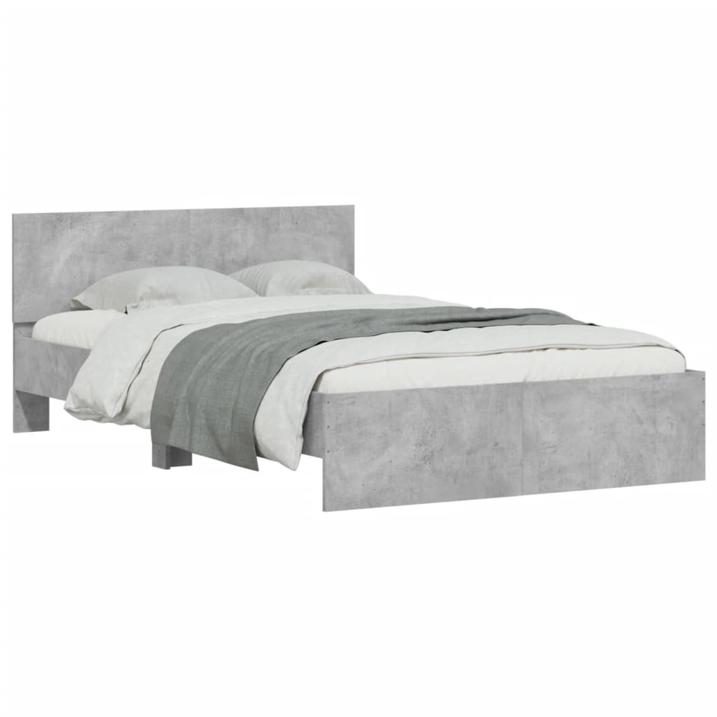 vidaXL Bed Frame | Concrete Grey | Engineered wood, Plywood | Small Double