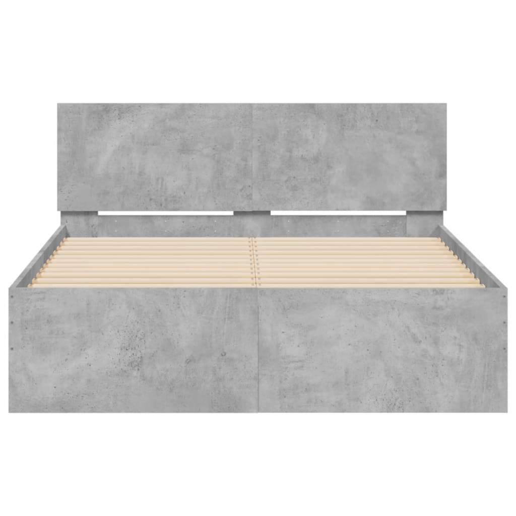 vidaXL Bed Frame | Concrete Grey | Engineered wood, Plywood | Small Double
