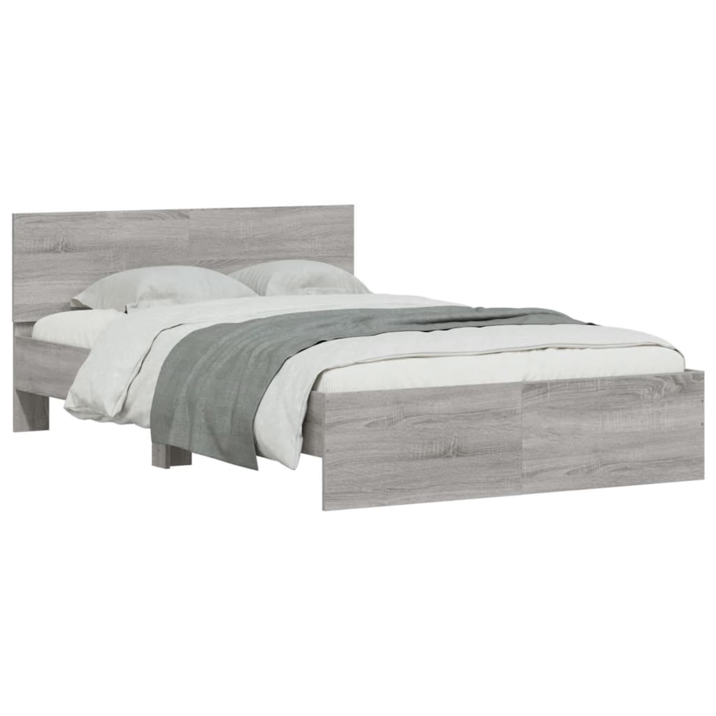 vidaXL Bed Frame | Grey Sonoma | Engineered Wood | Small Double | Durable
