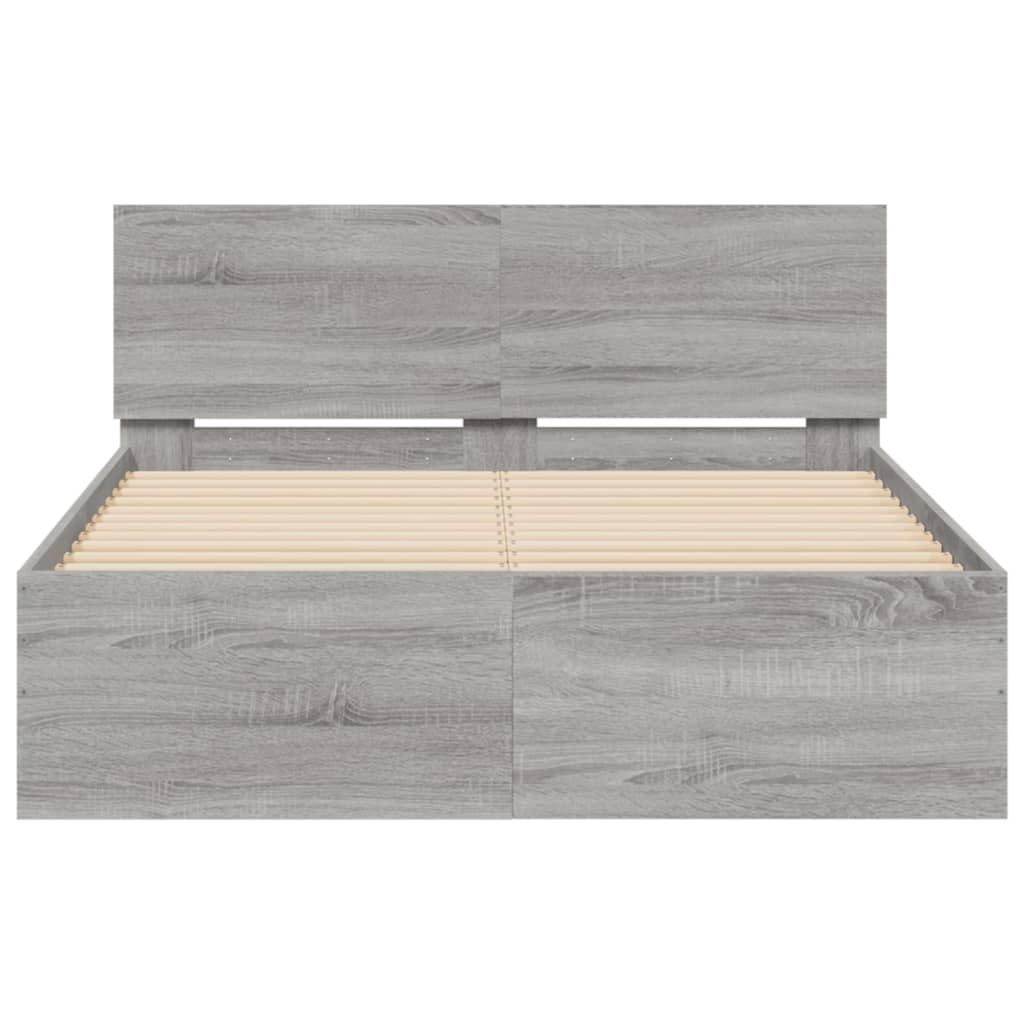 vidaXL Bed Frame | Grey Sonoma | Engineered Wood | Small Double | Durable