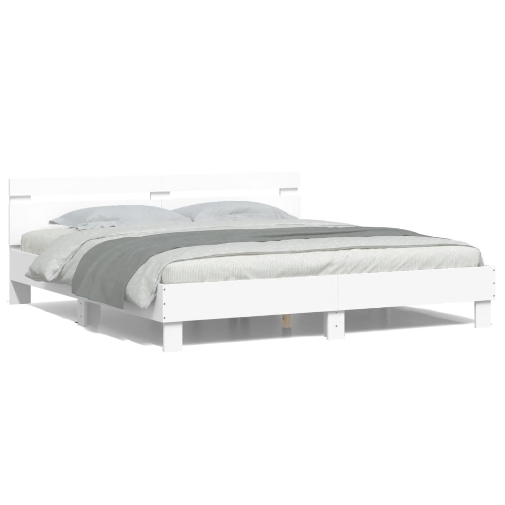 vidaXL Bed Frame with LED without Mattress White 200x200 cm