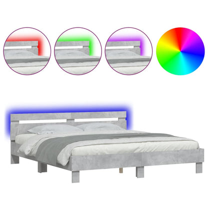 vidaXL Bed Frame | Concrete grey | Engineered wood, plywood | Double | Bed Frame
