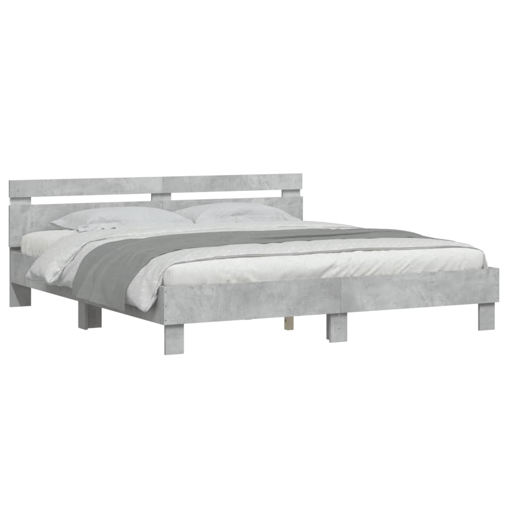 vidaXL Bed Frame | Concrete grey | Engineered wood, plywood | Double | Bed Frame