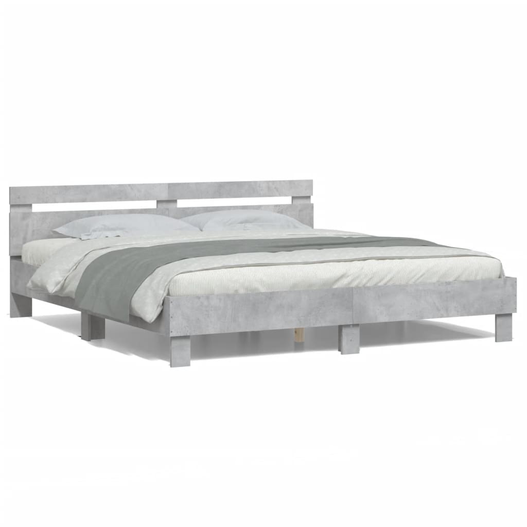 vidaXL Bed Frame | Concrete grey | Engineered wood, plywood | Double | Bed Frame