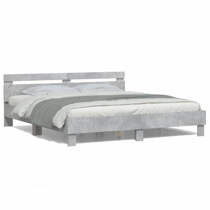 vidaXL Bed Frame | Concrete grey | Engineered wood, plywood | Double | Bed Frame