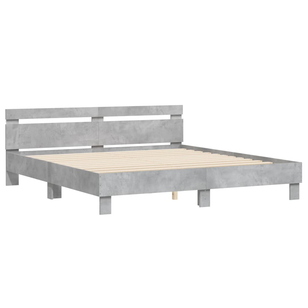vidaXL Bed Frame | Concrete grey | Engineered wood, plywood | Double | Bed Frame