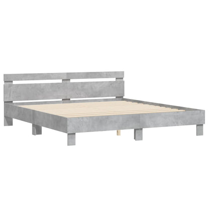 vidaXL Bed Frame | Concrete grey | Engineered wood, plywood | Double | Bed Frame