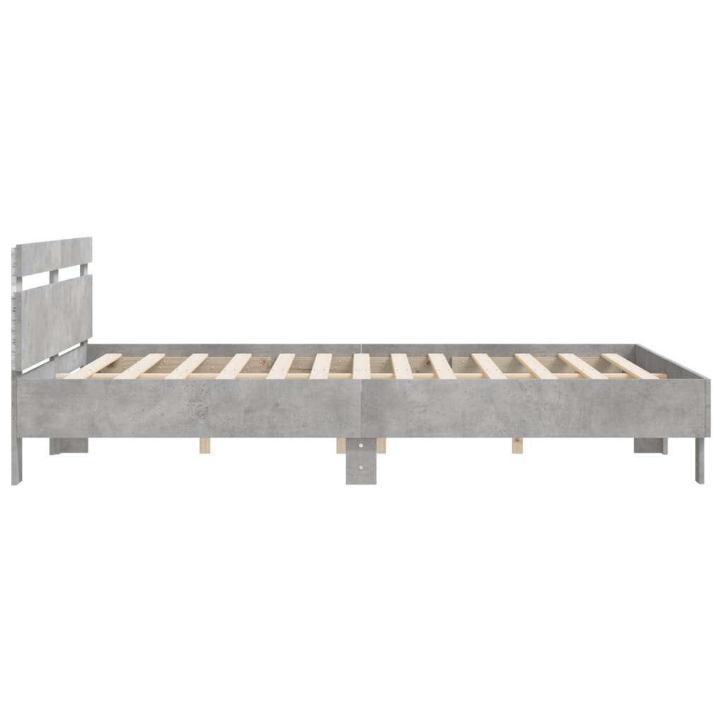 vidaXL Bed Frame | Concrete grey | Engineered wood, plywood | Double | Bed Frame