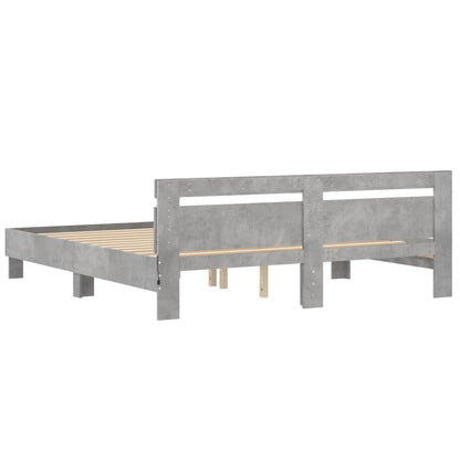 vidaXL Bed Frame | Concrete grey | Engineered wood, plywood | Double | Bed Frame