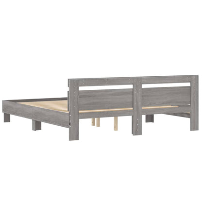 vidaXL Bed Frame with LED without Mattress Grey Sonoma 200x200 cm