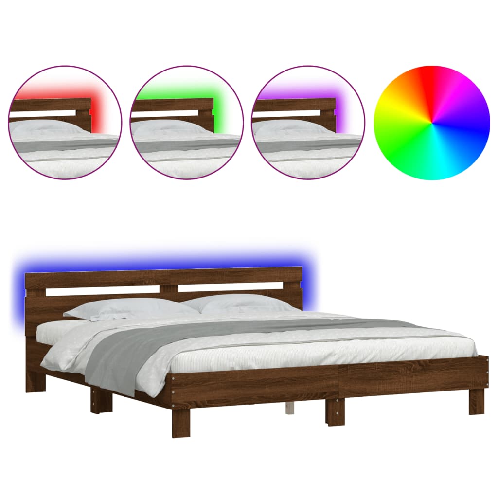 vidaXL Bed Frame | Brown Oak | Engineered wood | Double | Bed Frame