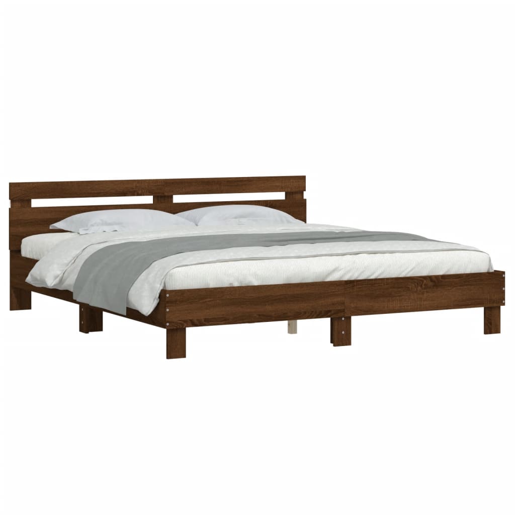 vidaXL Bed Frame | Brown Oak | Engineered wood | Double | Bed Frame