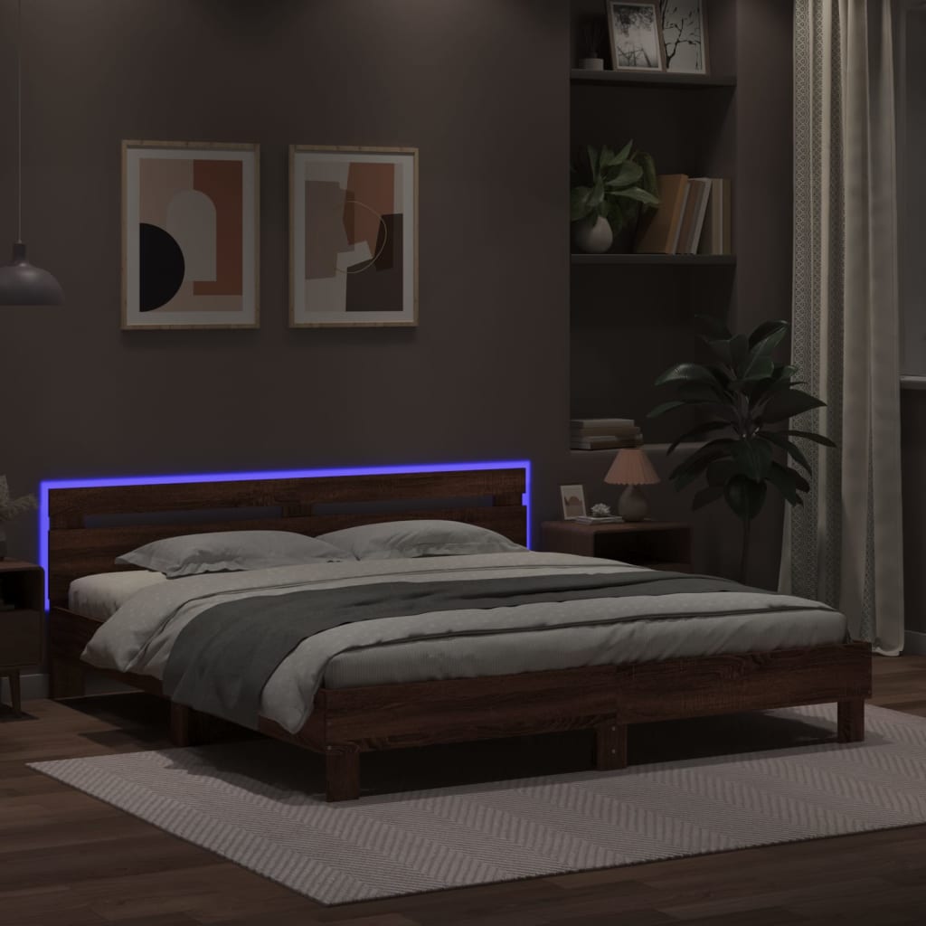 vidaXL Bed Frame | Brown Oak | Engineered wood | Double | Bed Frame