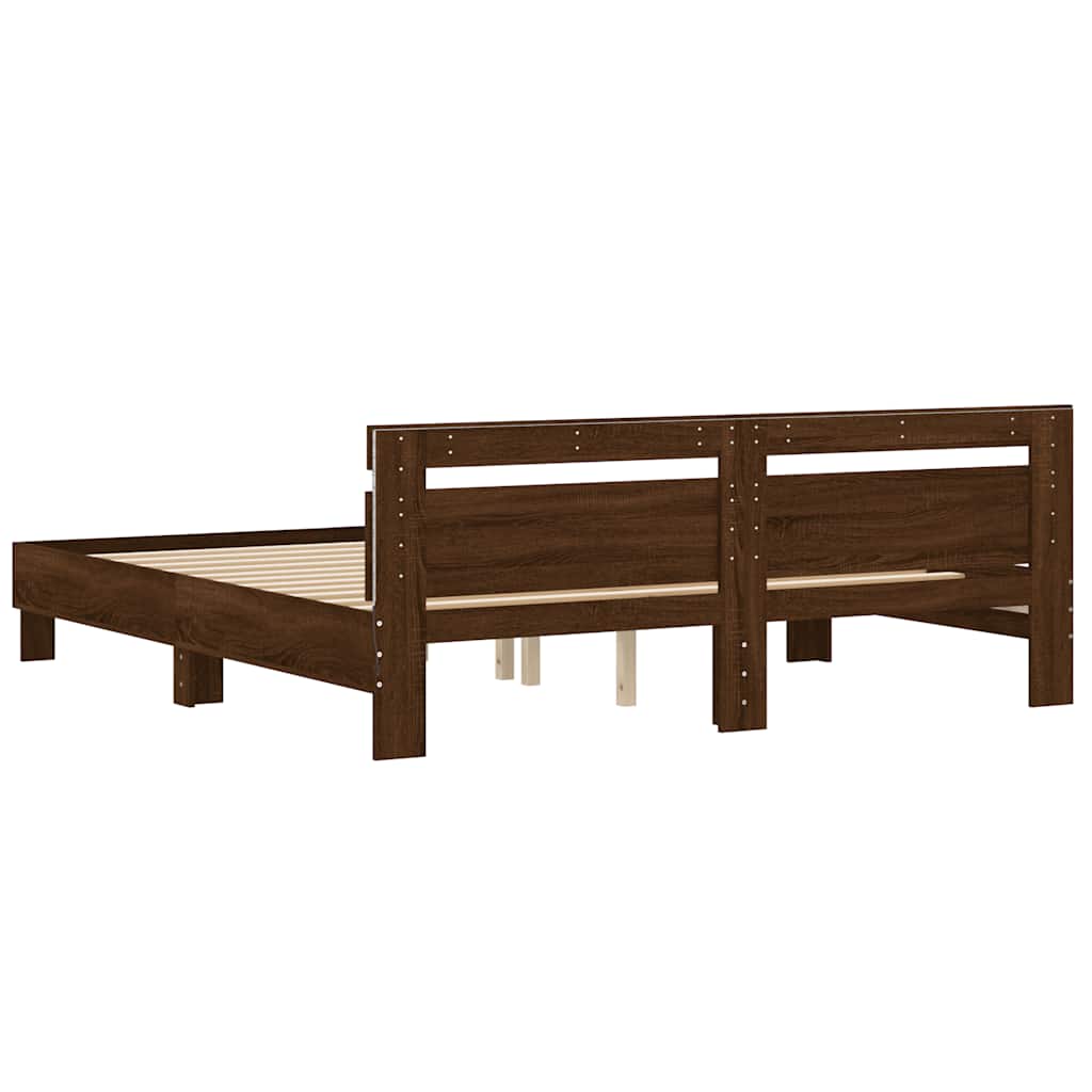 vidaXL Bed Frame | Brown Oak | Engineered wood | Double | Bed Frame