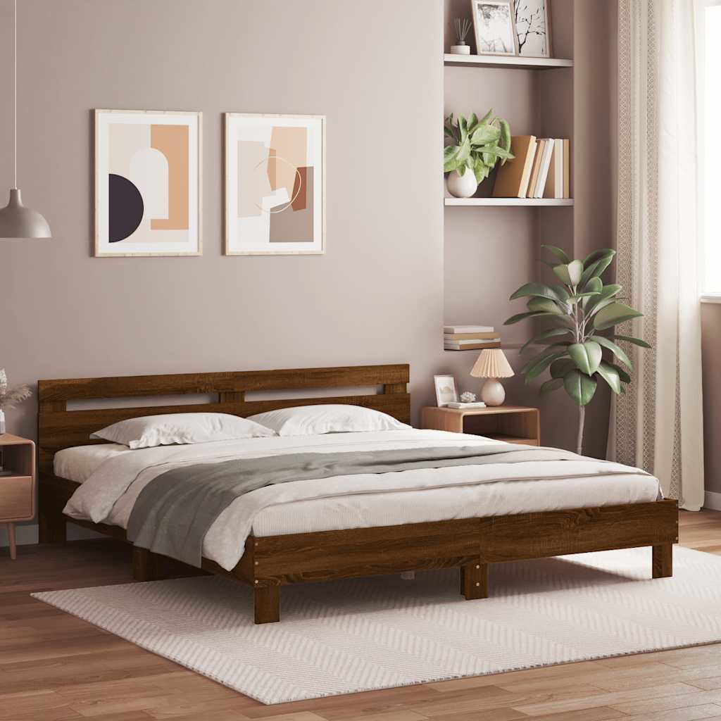 vidaXL Bed Frame | Brown Oak | Engineered wood | Double | Bed Frame