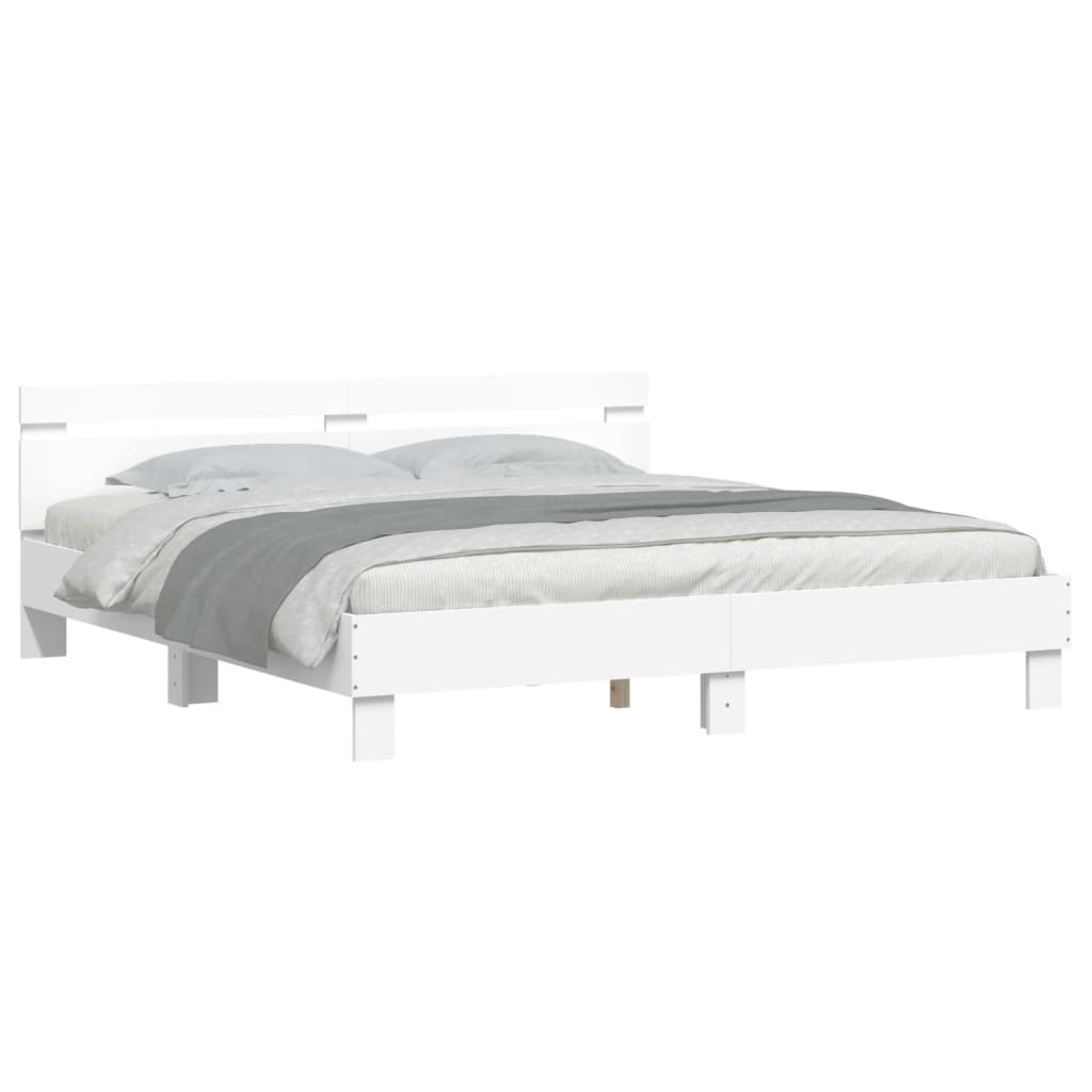 vidaXL Bed Frame | White | Engineered wood | King | Bed Frame | Rectangular