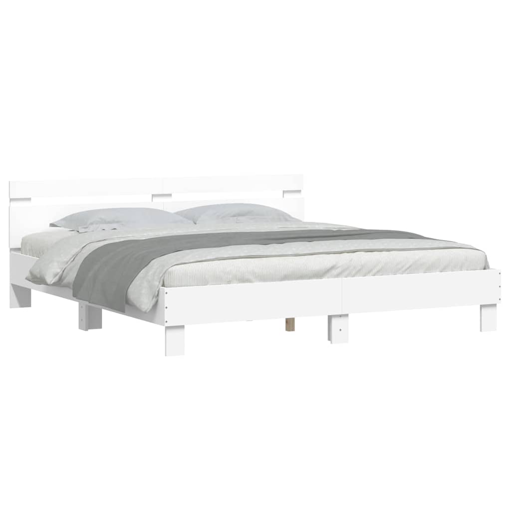 vidaXL Bed Frame with LED without Mattress White 180x200 cm