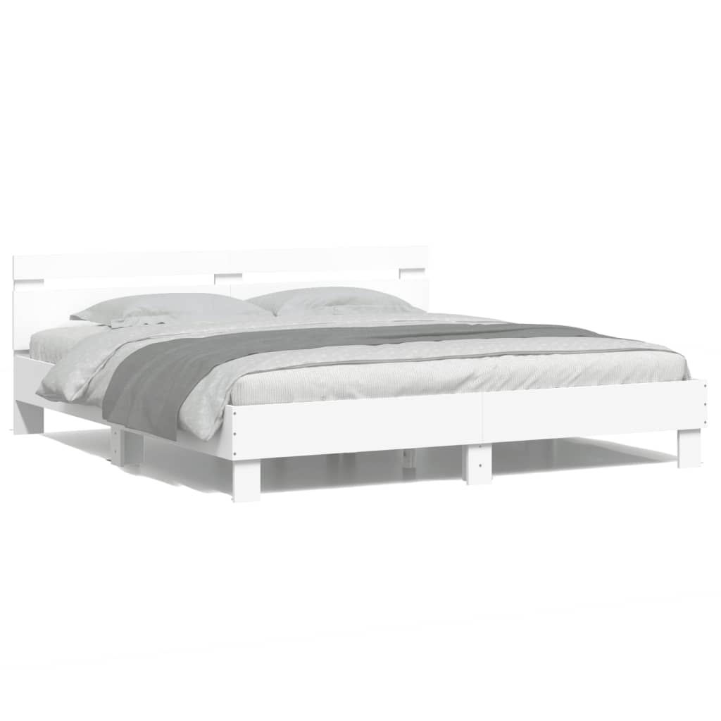 vidaXL Bed Frame | White | Engineered wood | King | Bed Frame | Rectangular