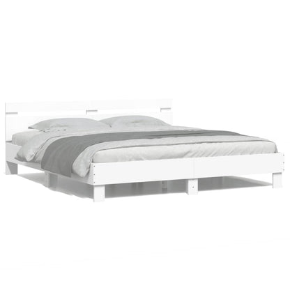 vidaXL Bed Frame | White | Engineered wood | King | Bed Frame | Rectangular
