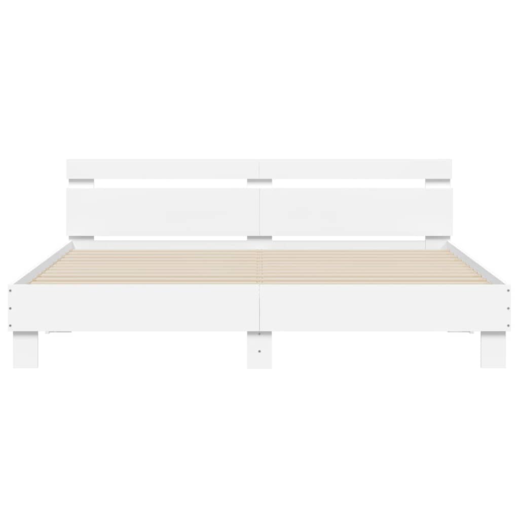 vidaXL Bed Frame with LED without Mattress White 180x200 cm