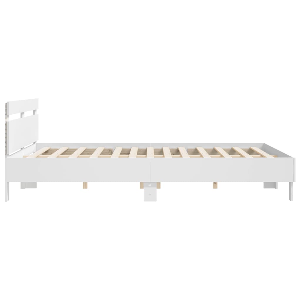 vidaXL Bed Frame | White | Engineered wood | King | Bed Frame | Rectangular