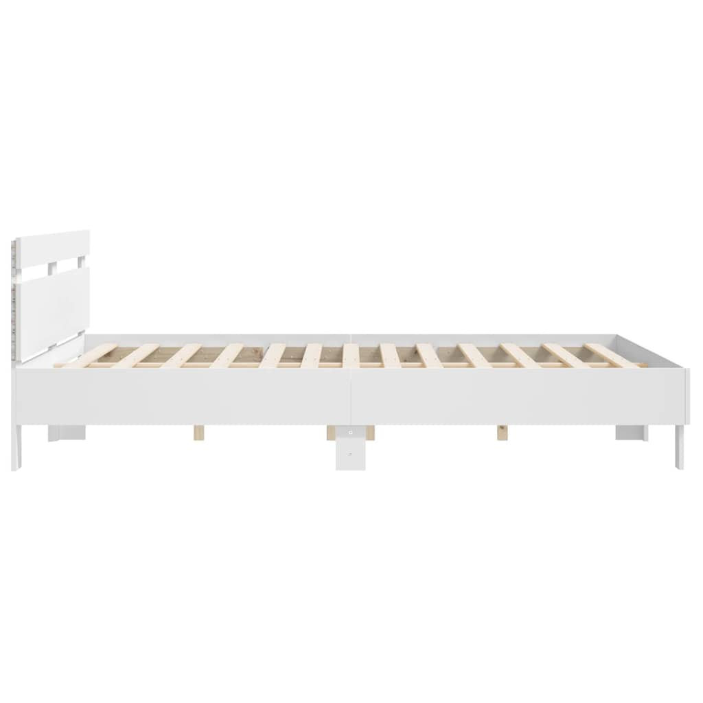 vidaXL Bed Frame with LED without Mattress White 180x200 cm