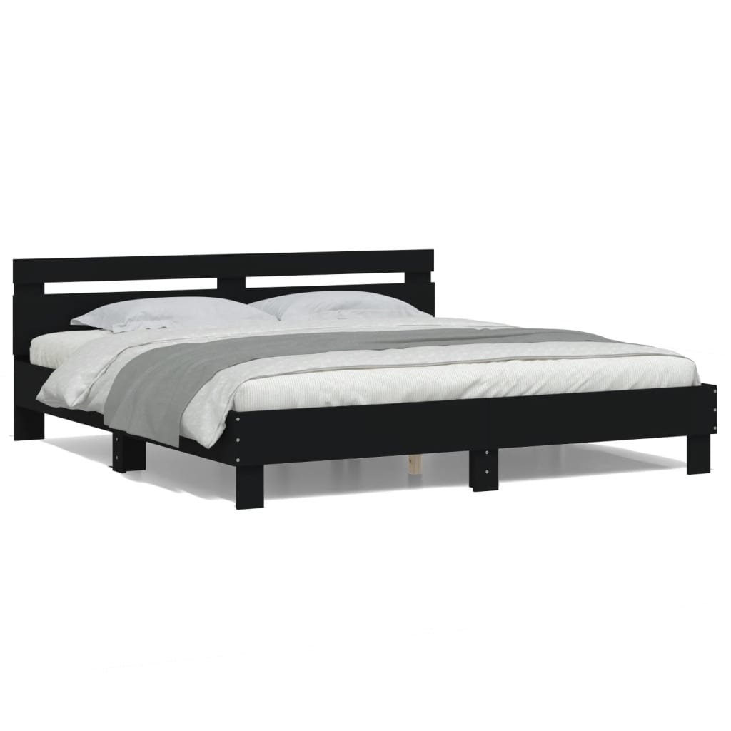 vidaXL Bed Frame | Black | Engineered wood, Plywood | Super King | Bed Frame