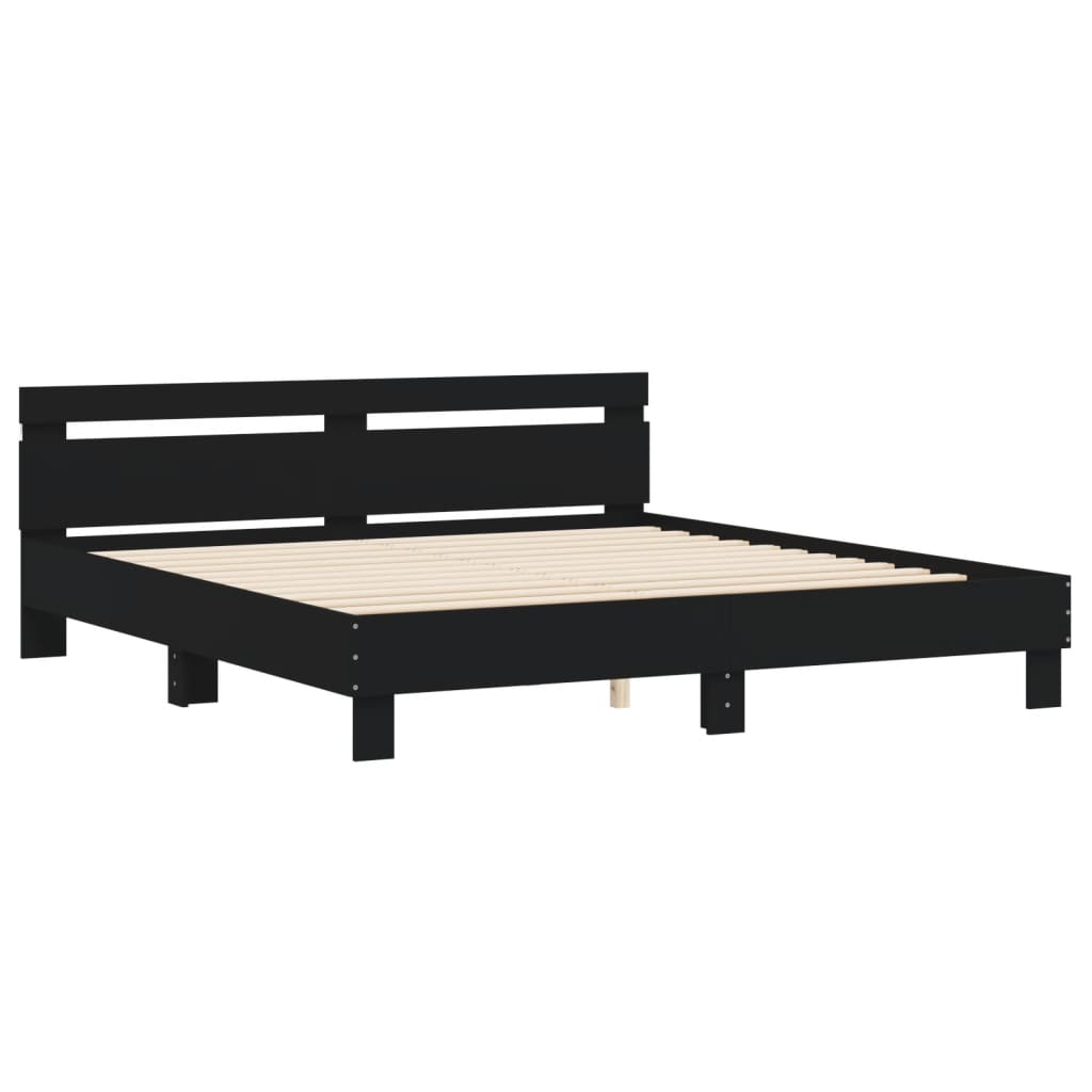 vidaXL Bed Frame | Black | Engineered wood, Plywood | Super King | Bed Frame