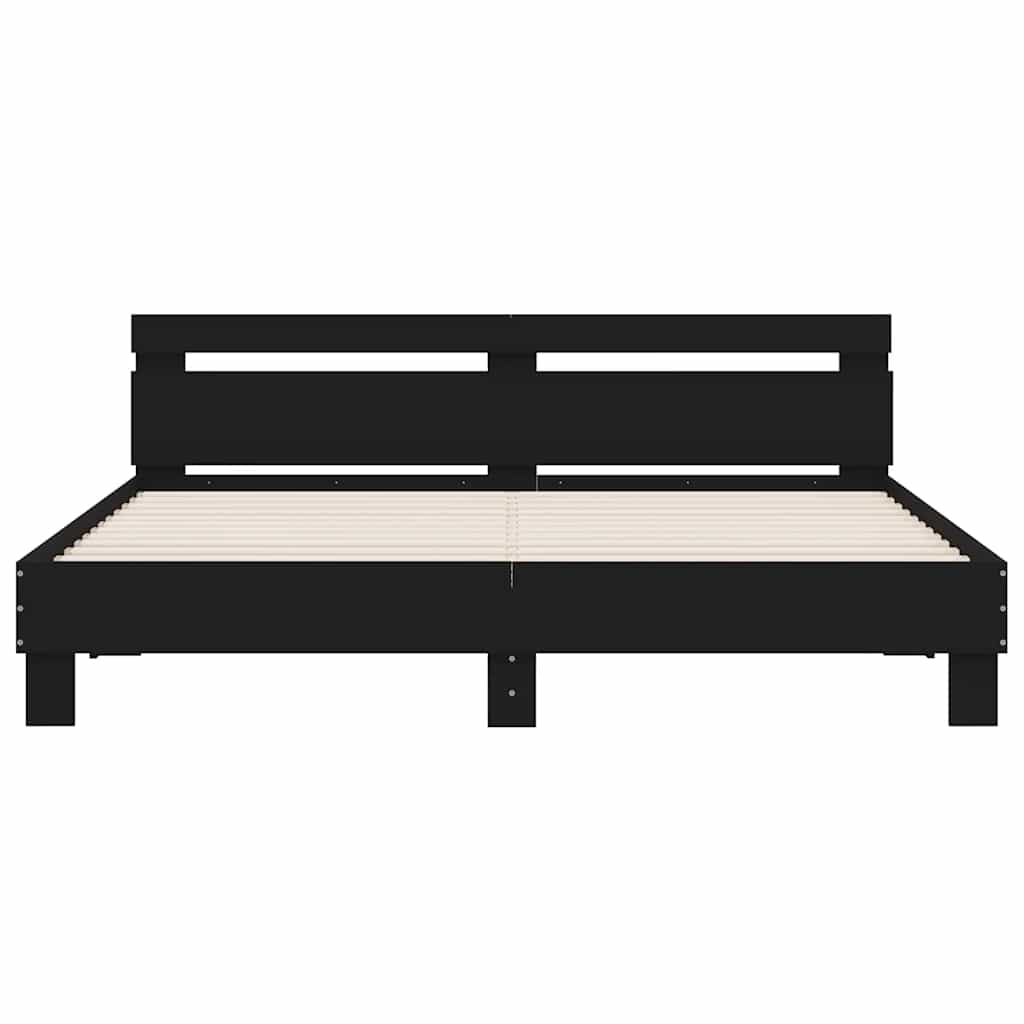 vidaXL Bed Frame with LED without Mattress Black 180x200 cm Super King