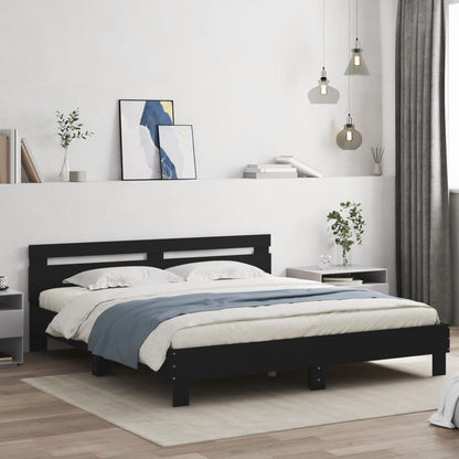 vidaXL Bed Frame | Black | Engineered wood, Plywood | Super King | Bed Frame