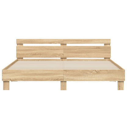 vidaXL Bed Frame with LED without Mattress Sonoma Oak 180x200 cm Super King