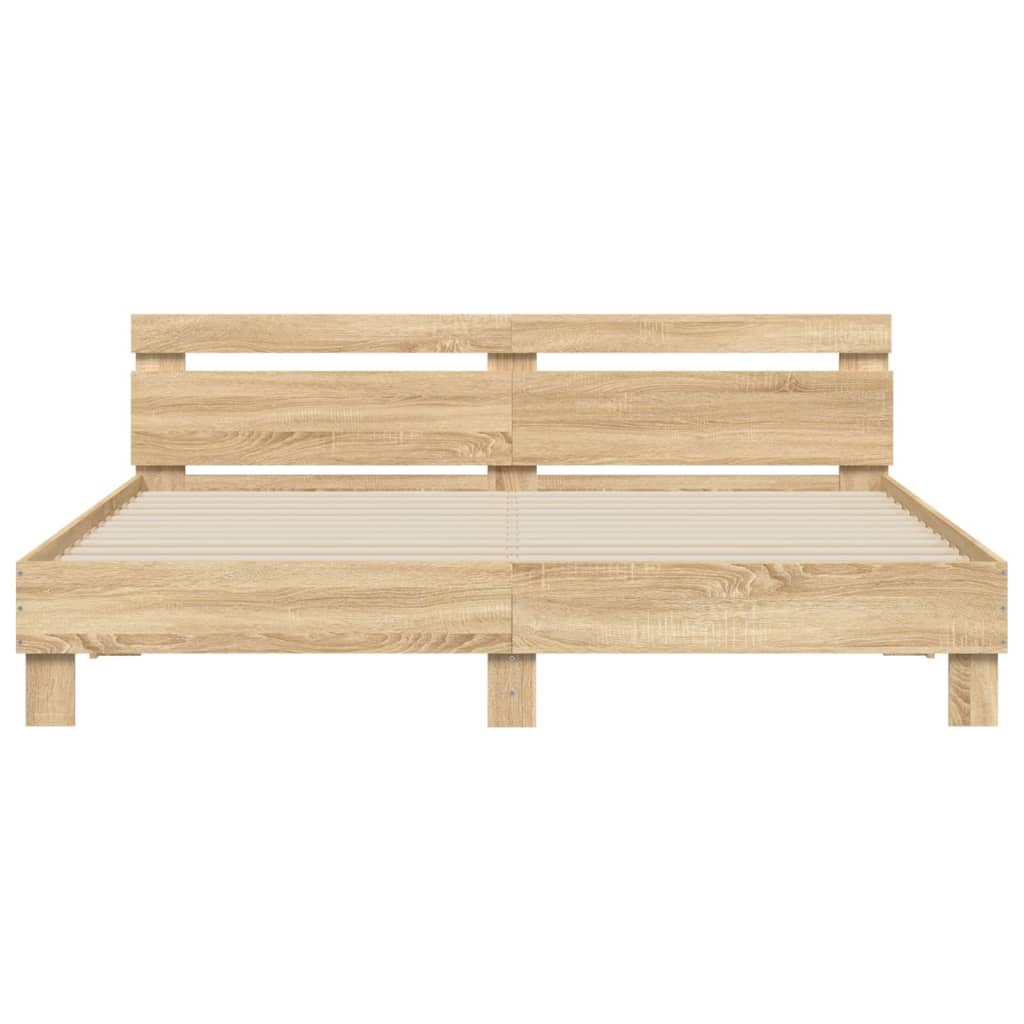 vidaXL Bed Frame with LED without Mattress Sonoma Oak 180x200 cm Super King