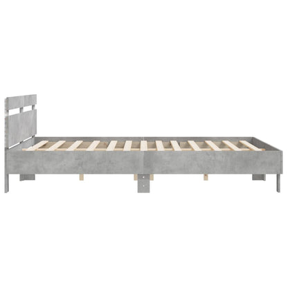 vidaXL Bed Frame with LED without Mattress Concrete Grey 180x200 cm Super King